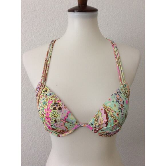 Victoria's Secret Bikini Top Pleated Multicolor Metallic Swimwear - Picture 1 of 6